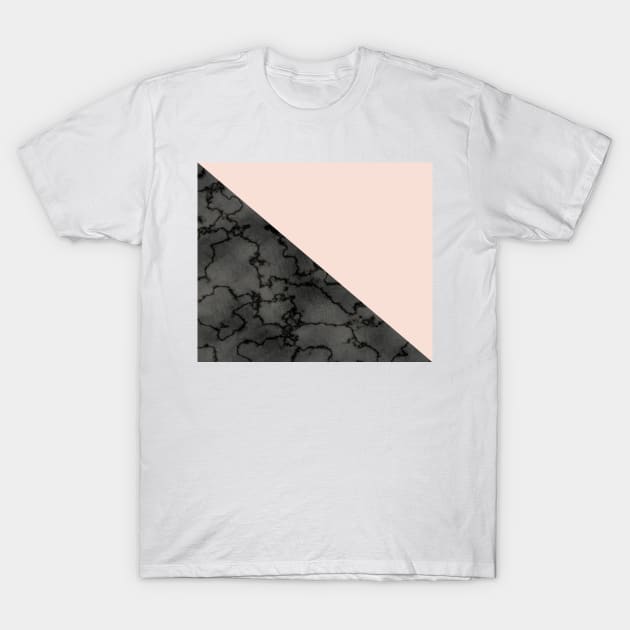 Peach and black dark marble T-Shirt by marbleco